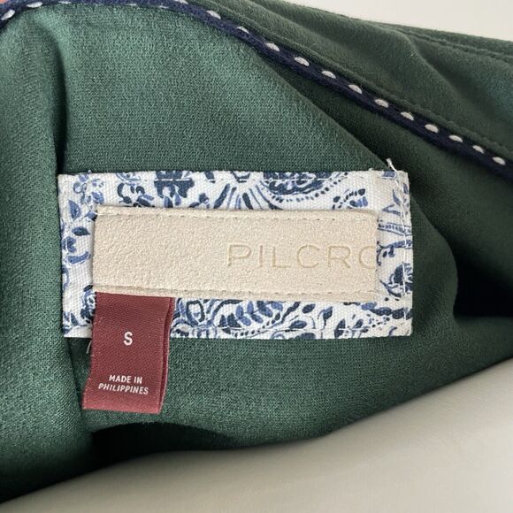 ANTHROPOLOGIE PILCRO S RELAXED FAUX SUEDE BUTTON DOWN SHIRT BLOUSE TOP GREEN - Picture 5 of 8